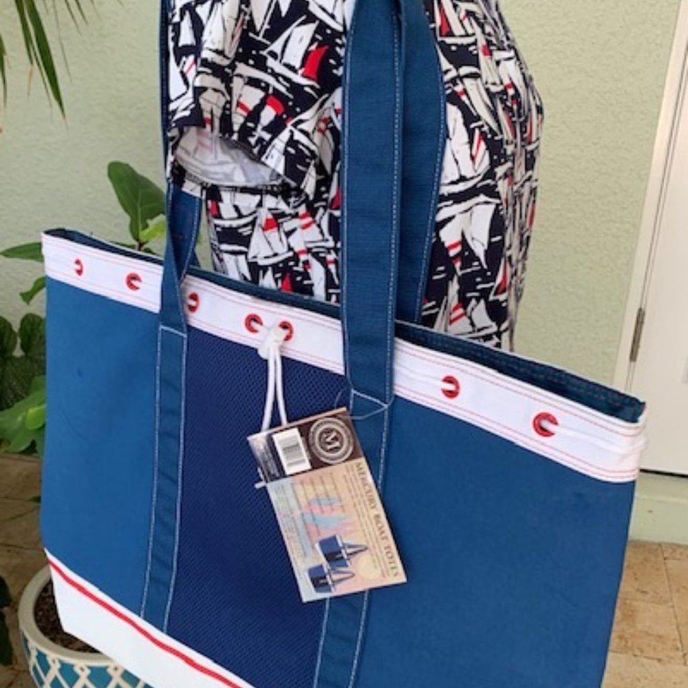 Two tops & nautical tote bundle- Caribbean Joe & INC & Mercury boat beach tote